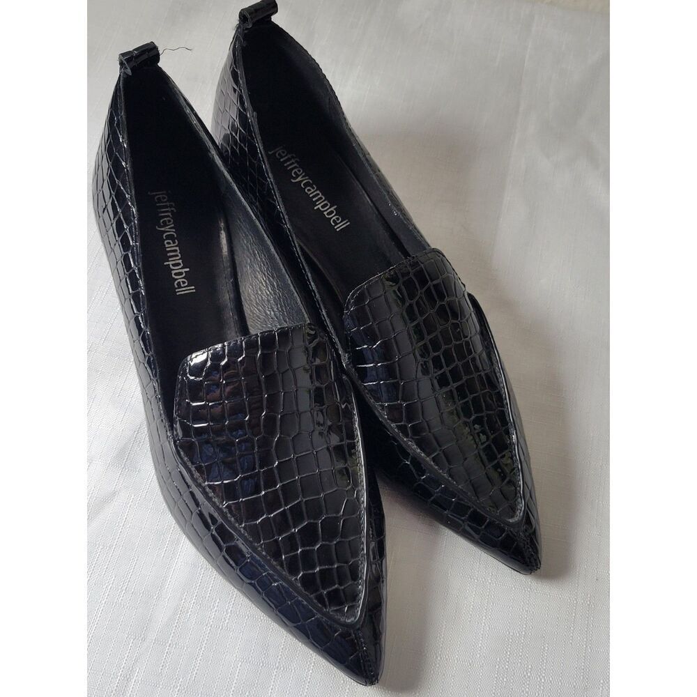 Jeffrey Campbell Women's Viona Loafer Croc Embossed Leather pointed Toe Size 5.5